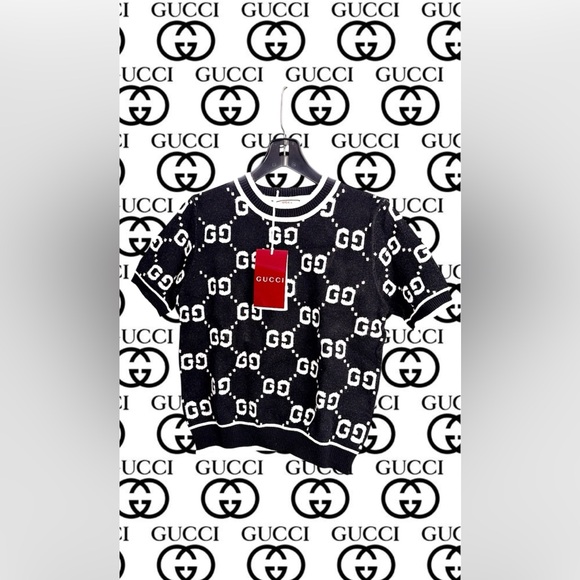 Gucci Tops - Gucci Monogram Black and White Crewneck Sweater